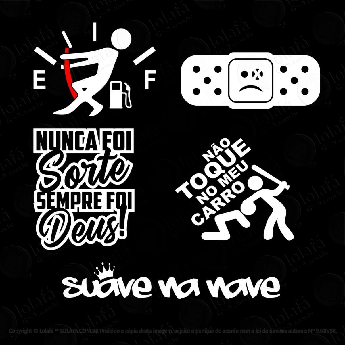 Adesivos Carro Rebaixado Frase Som Automotivo Dub 5 Peças Mod:3874