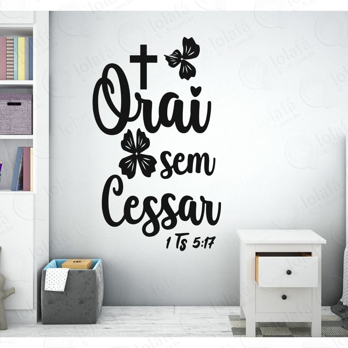 Adesivo Decorativo Parede Orai Sem Cessar Cristão Jesus Deus Mod:3961