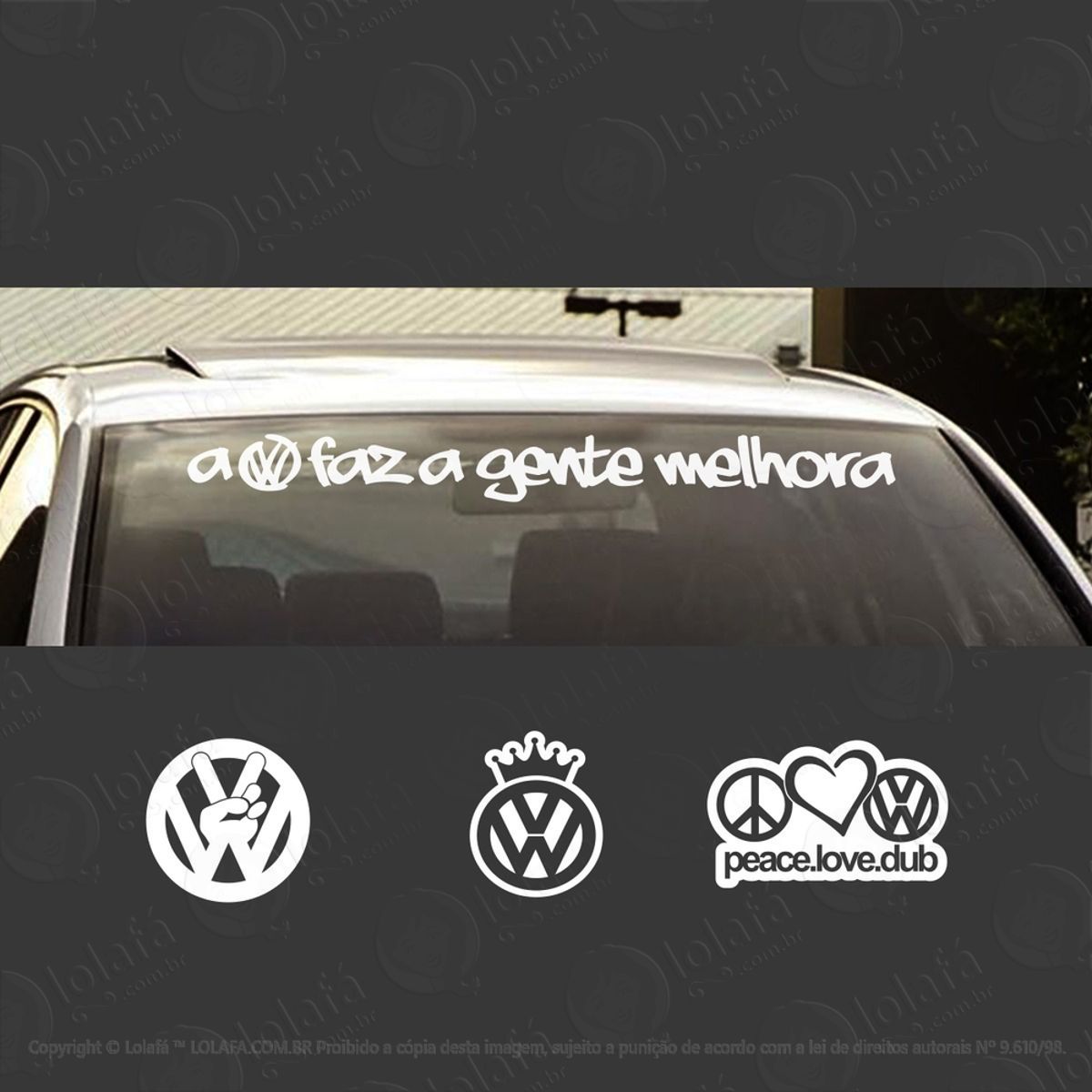 Kit Adesivos Vw Volkswagem Parabrisa Dub Coroa Rebaixado Som Mod:4001