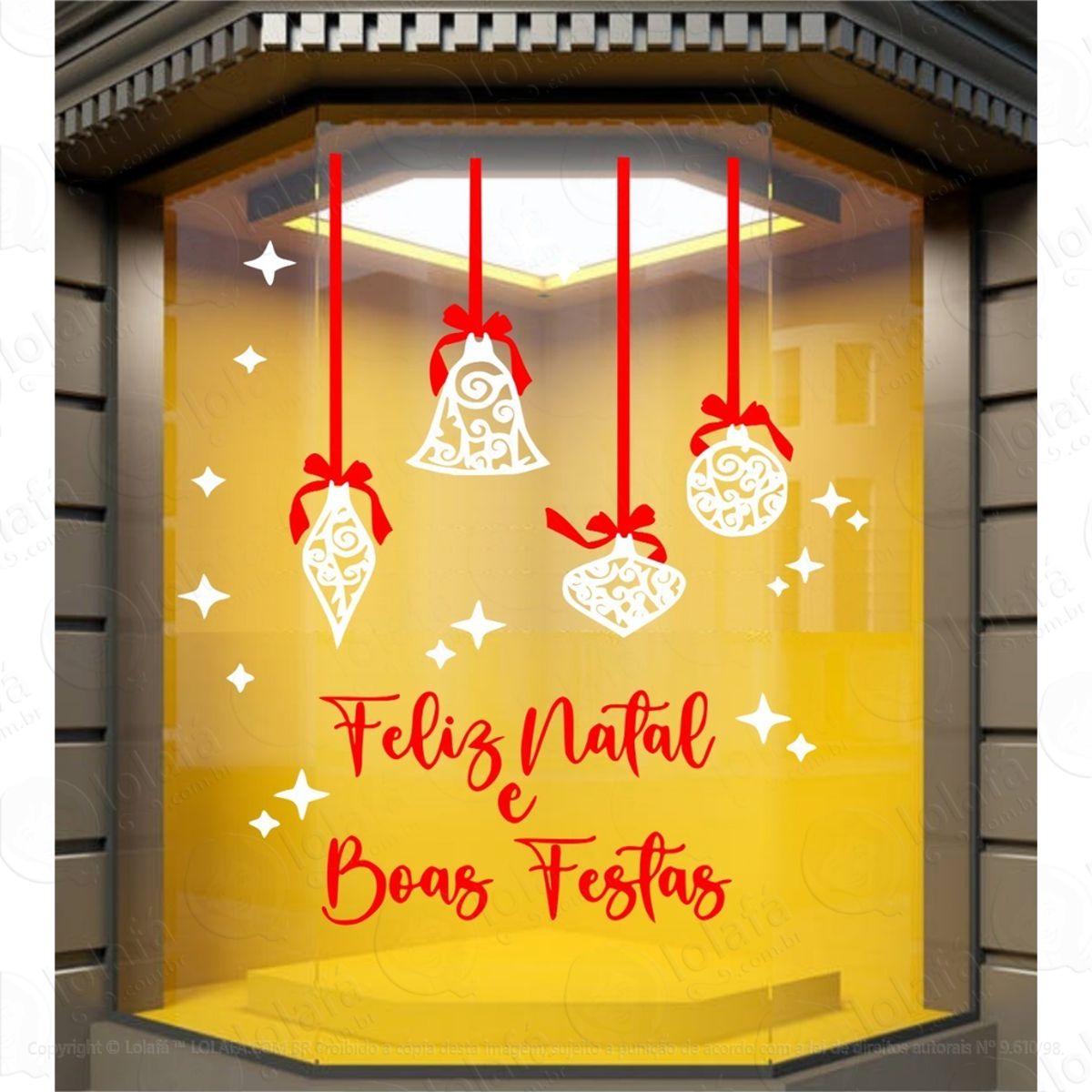 Adesivo Vitrine Natal Boas Festas Loja Shopping Mod:4054