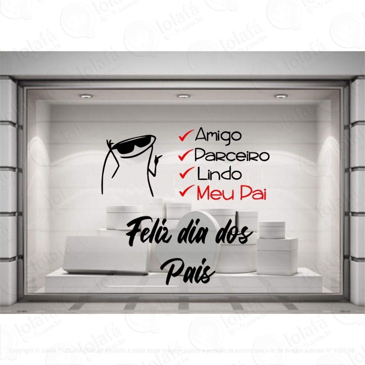 adesivo vitrine dia dos pais loja shopping flork papai mod:4061