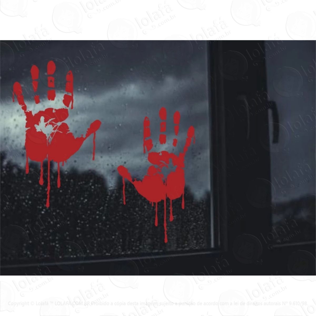 Adesivo Parede Mãos Sangrando Sangue Zumbi Halloween Vitrine Mod:4063