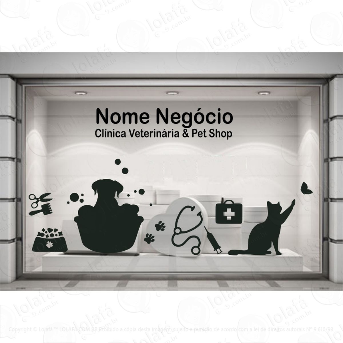 Adesivo Vitrine Pet Shop Veterinário Clínica Parede Mod:4064