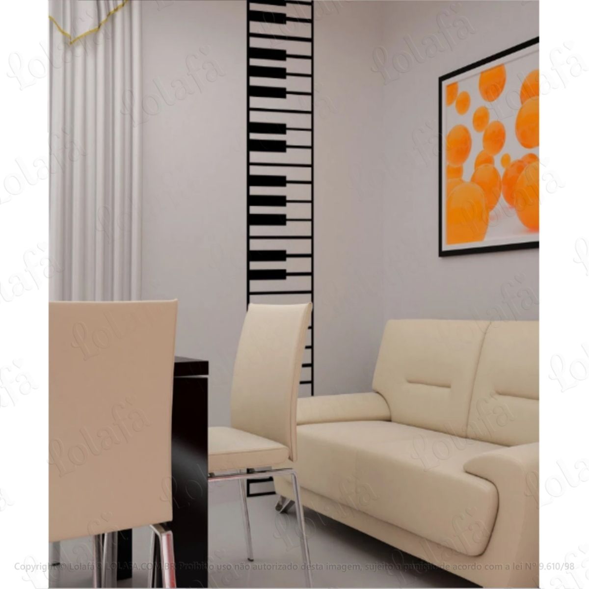 Adesivo De Parede Teclado Piano Decoração Decorativo Music Mod:4065