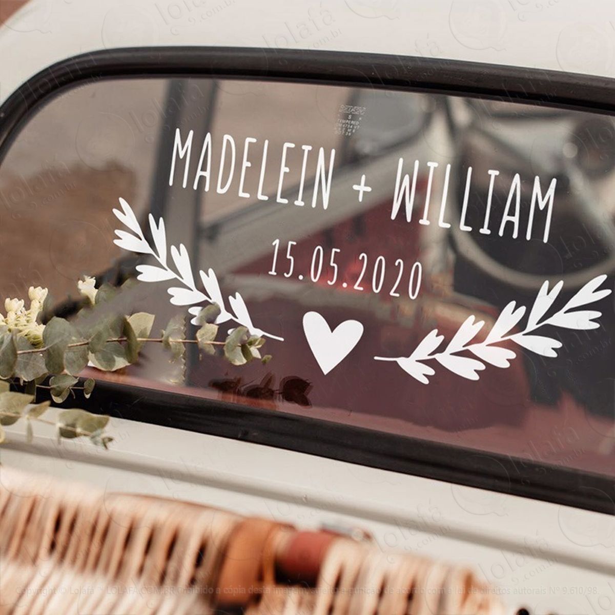 Adesivo Casamento Carro Recém Casados Noivos Noivado Mod:4066