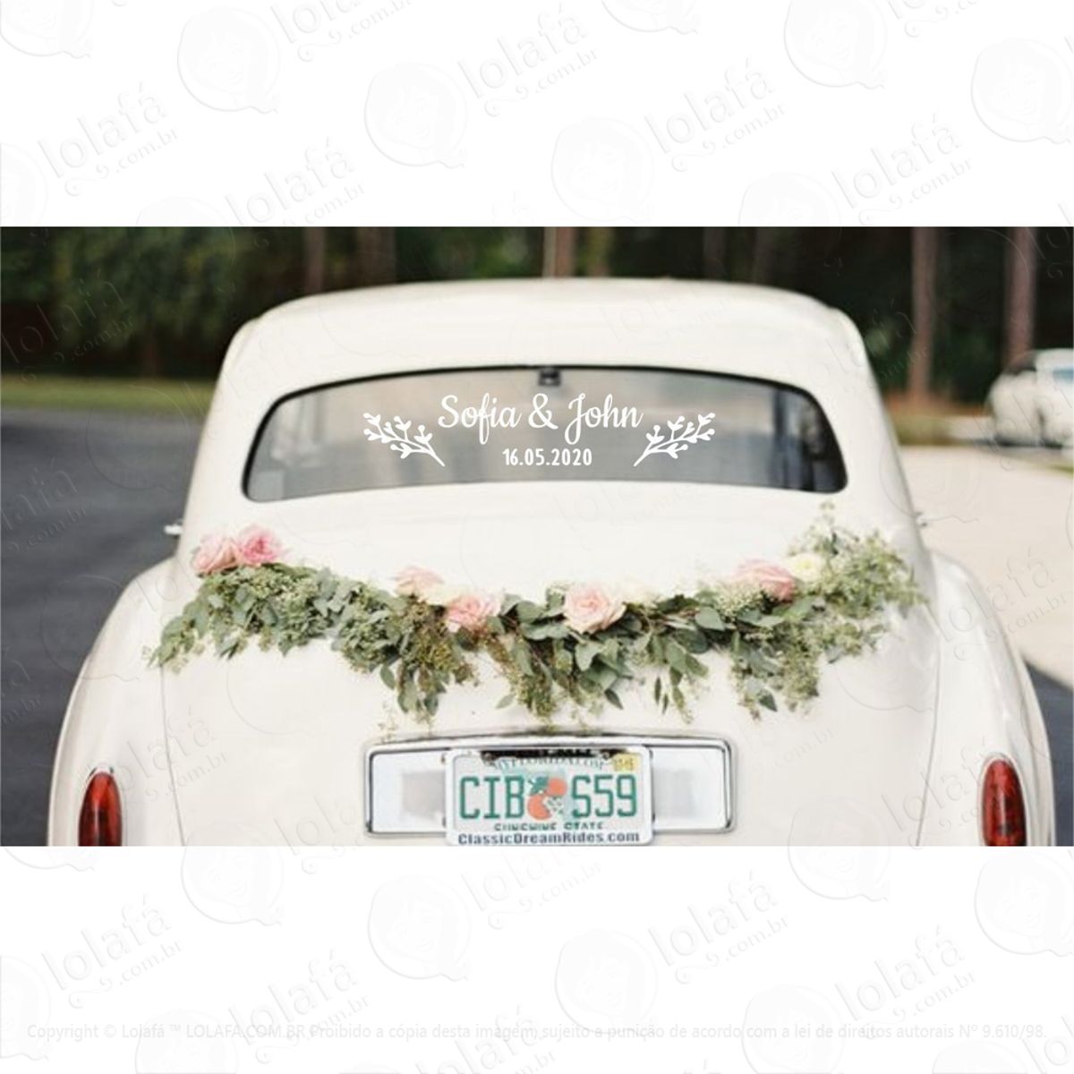 Adesivo Casamento Carro Recém Casados Noivos Noivado Mod:4078