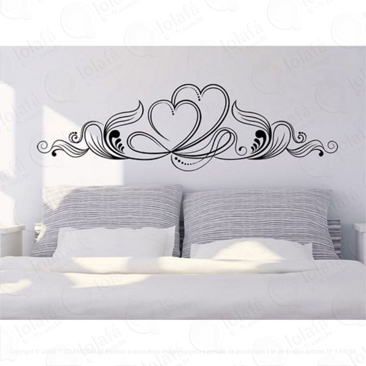 Cabeceira Adesivo De Parede Tattoo Coração King Quarto Mod:4086