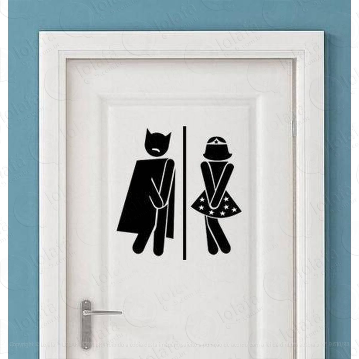 Adesivo Porta De Banheiro Toilet Super Heróis Apertados Mod:4099