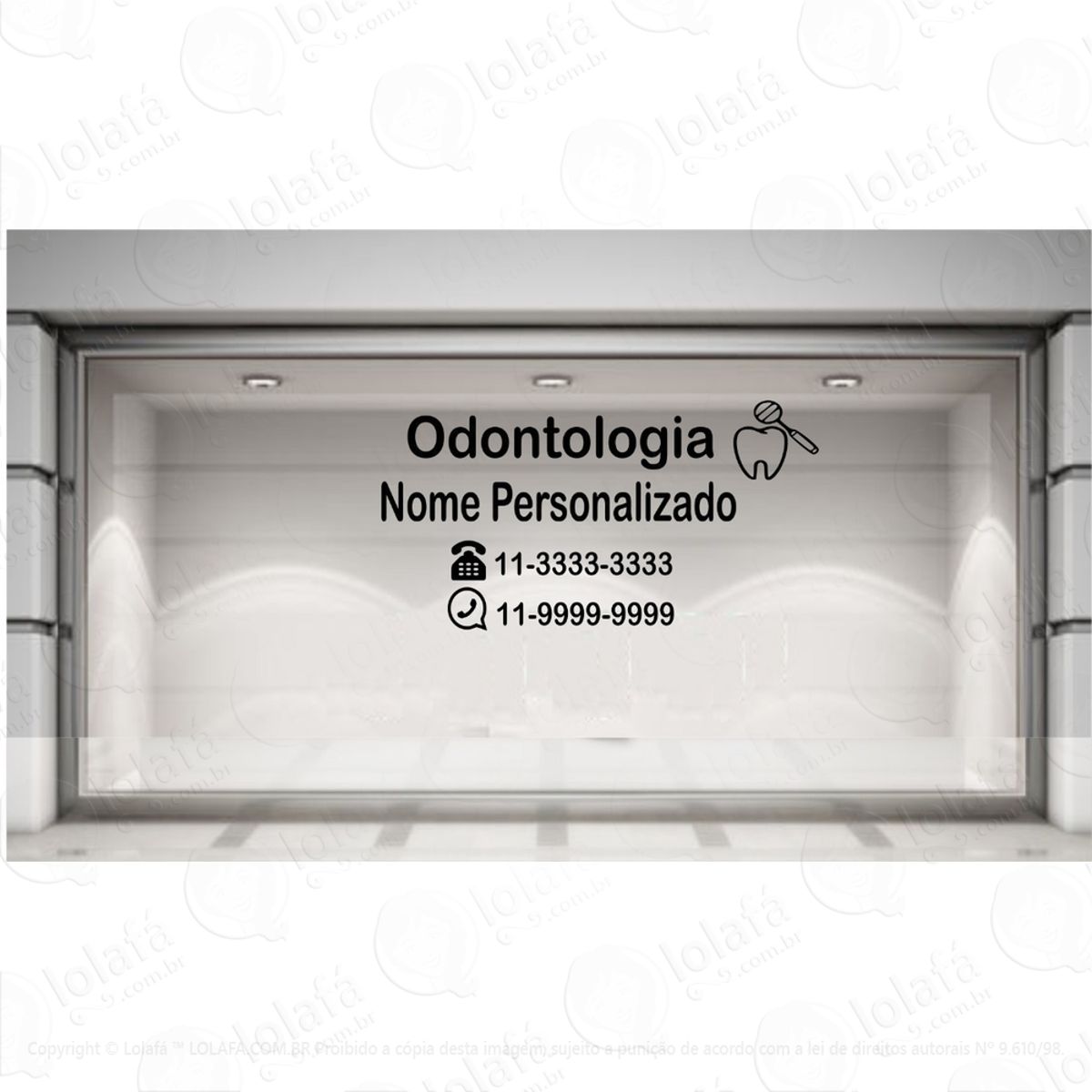 adesivo vitrine parede clínica odontologia personalizado mod:4108