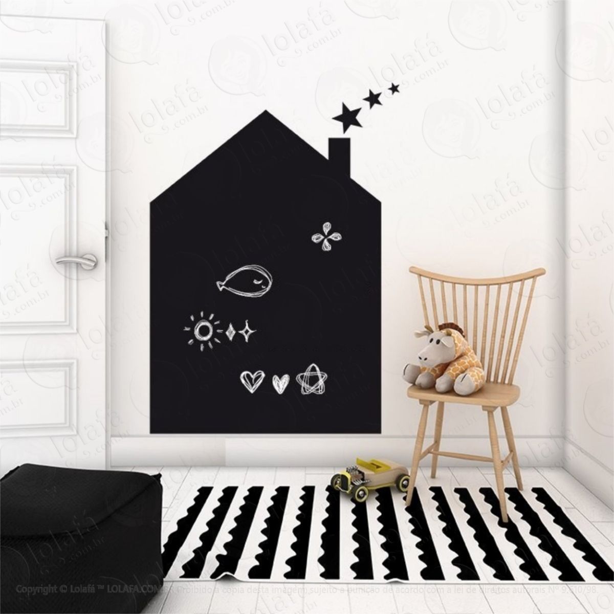 Adesivo De Parede Lousa Casinha Chalkboard Casa Quarto Recreação Atividade Bebê Mod:4117