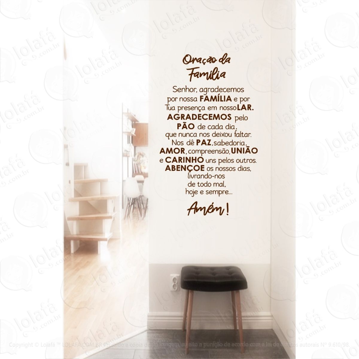 Adesivo Parede Oração Da Família Decoração Casa Nova Mod:4122