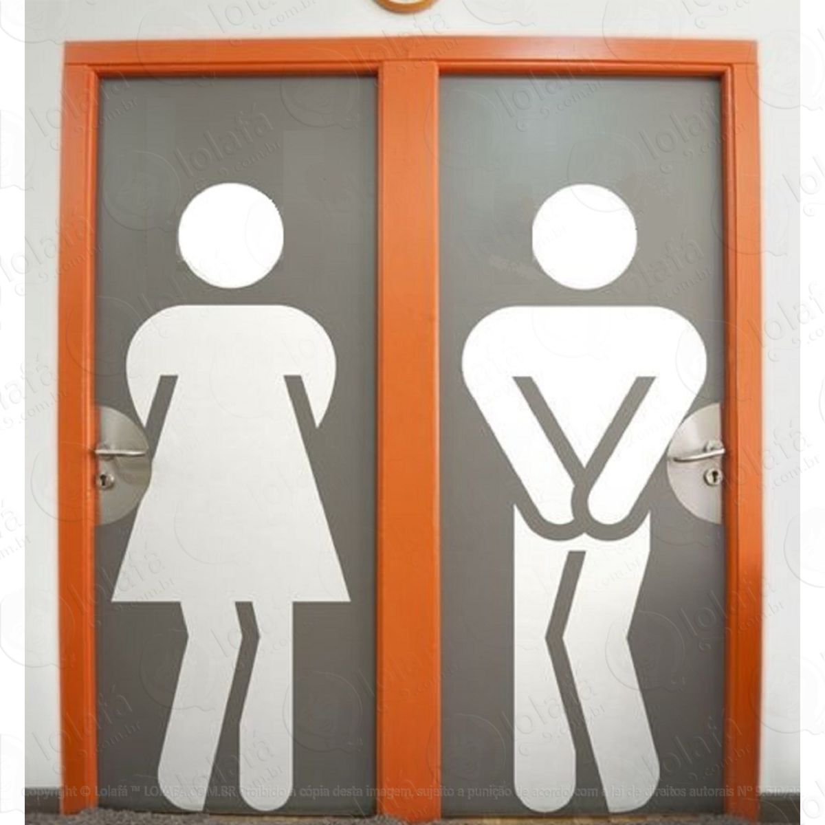 Casal Porta De Banheiro Inteiro Adesivo Decoração Toilet Mod:4145