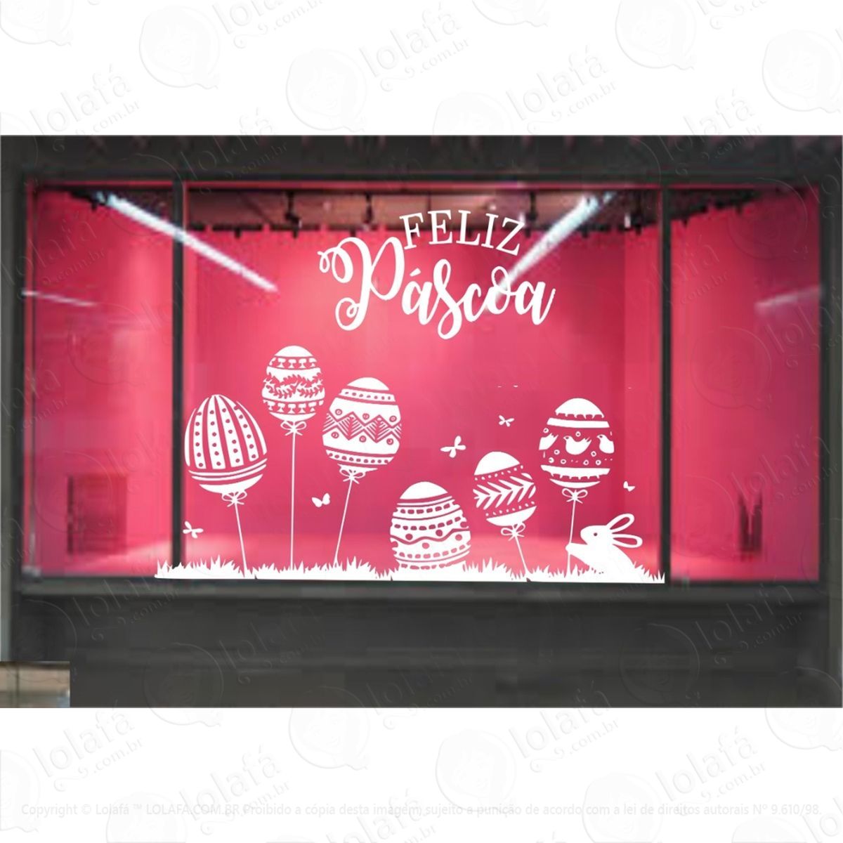 Adesivo Vitrine Páscoa Feliz Loja Condomínio Decoração Mod:4158