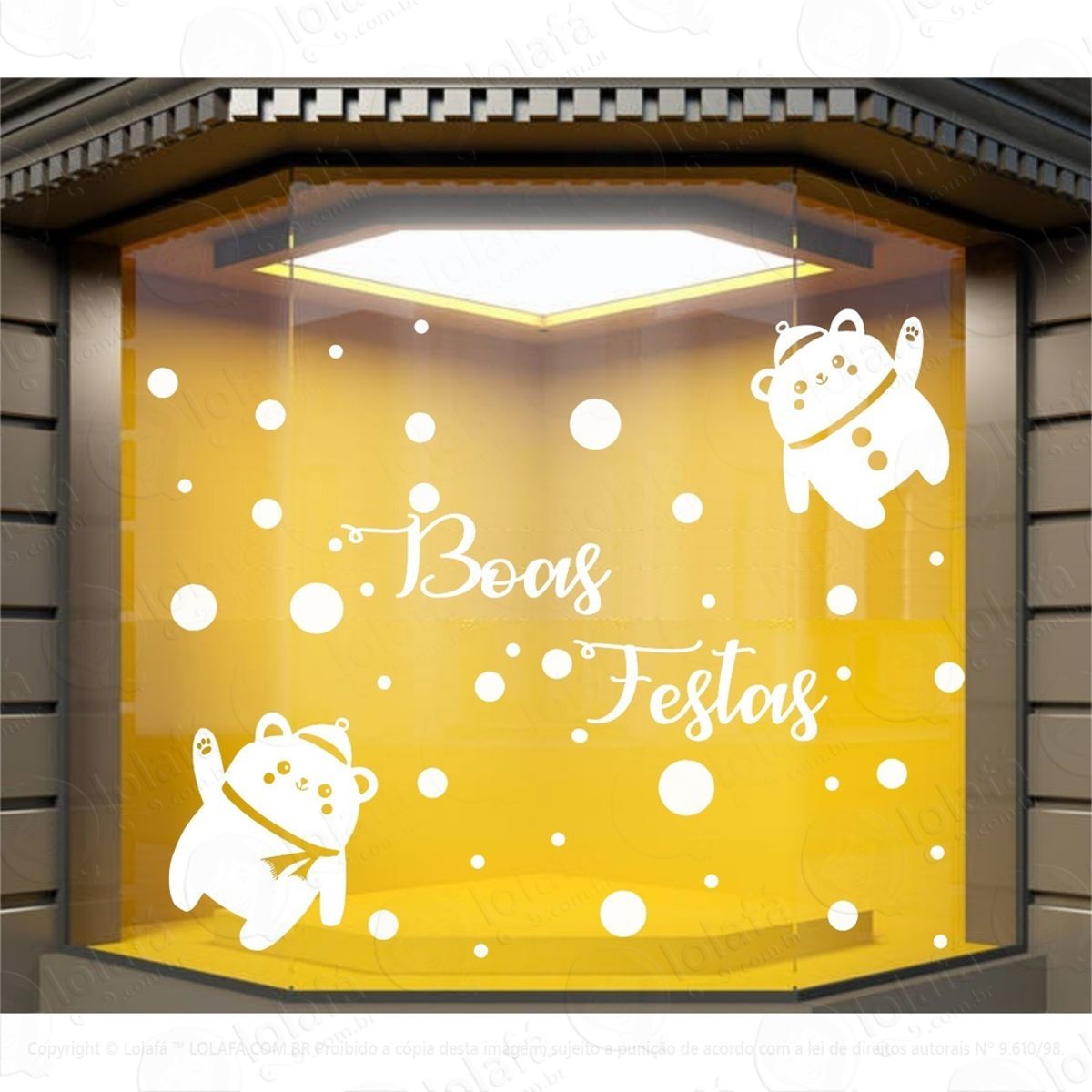 Adesivo Vitrine Ursinhos Natal Boas Festas Mod:4165