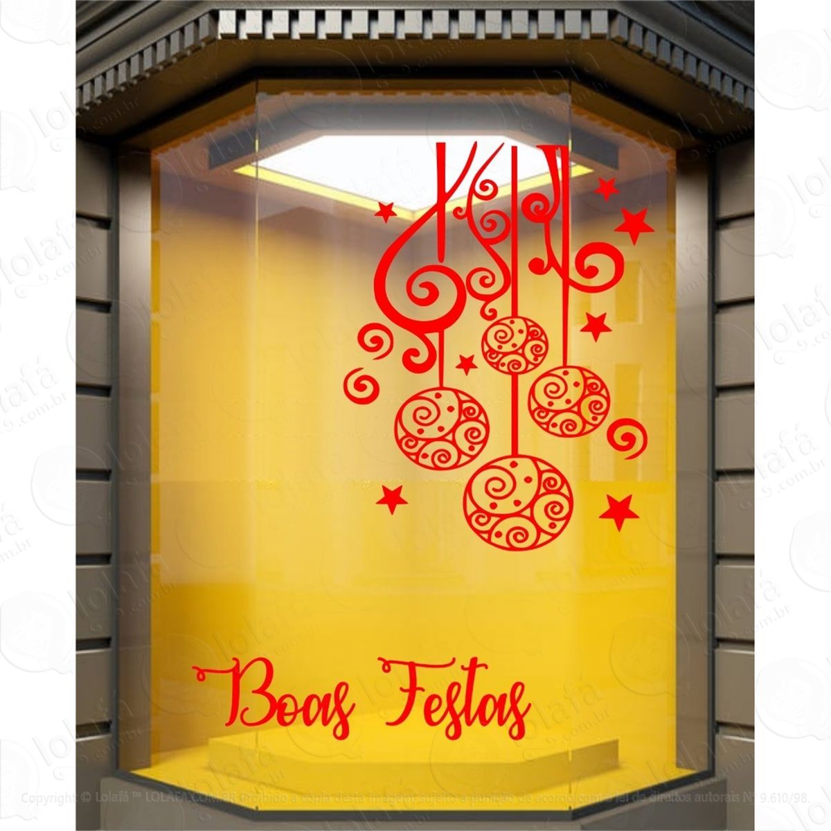 Adesivo Vitrine Natal Boas Festas Loja Shopping Mod:4167