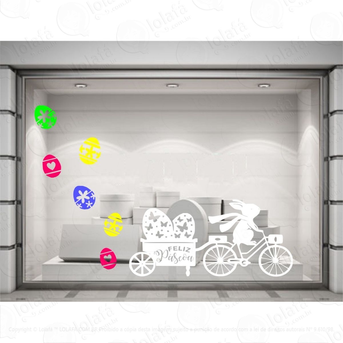 Adesivo Vitrine Páscoa Feliz Loja Condomínio Decoração Mod:4180