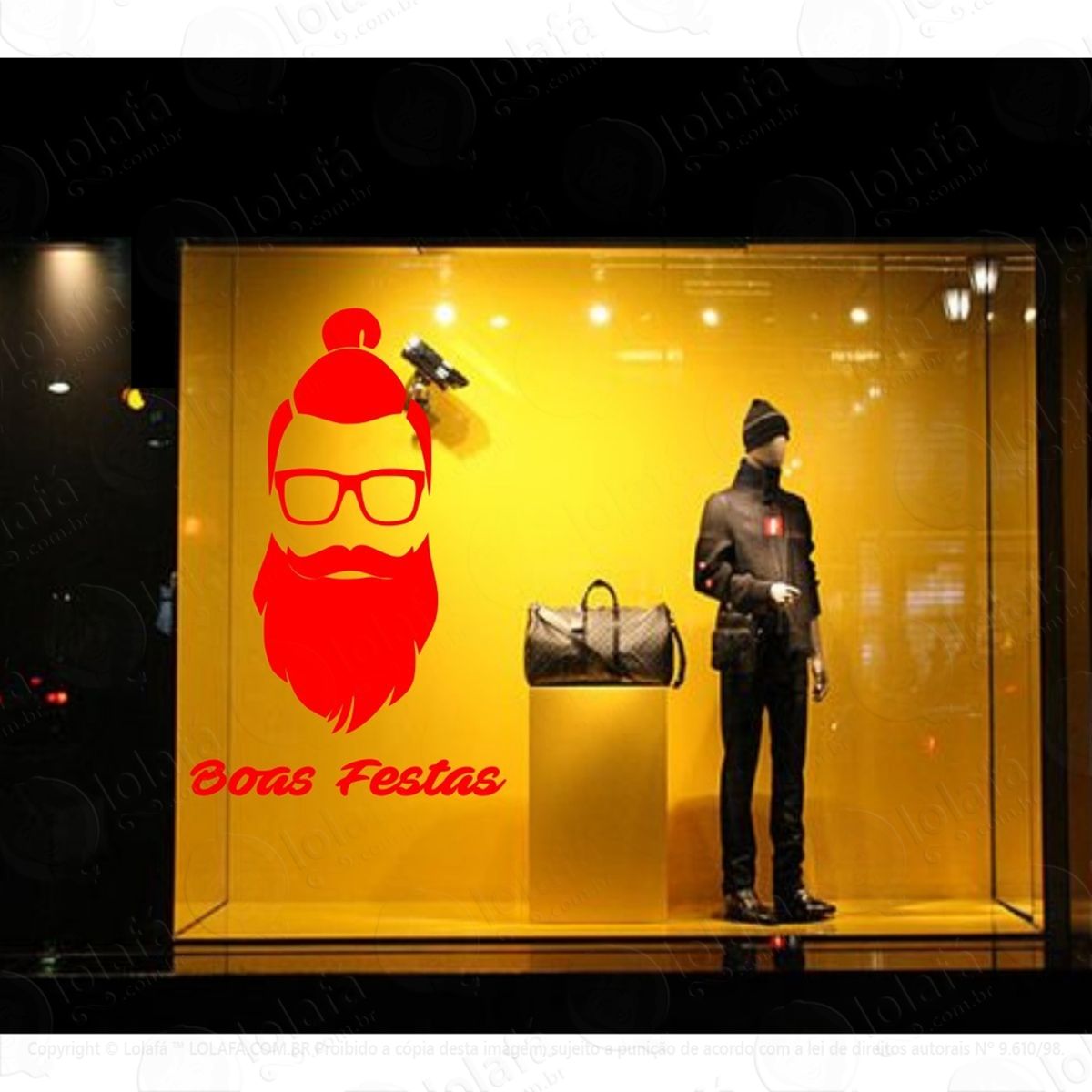 Vitrine Adesivo Natal Papai Noel Loja Decoração Hipster Mod:4181