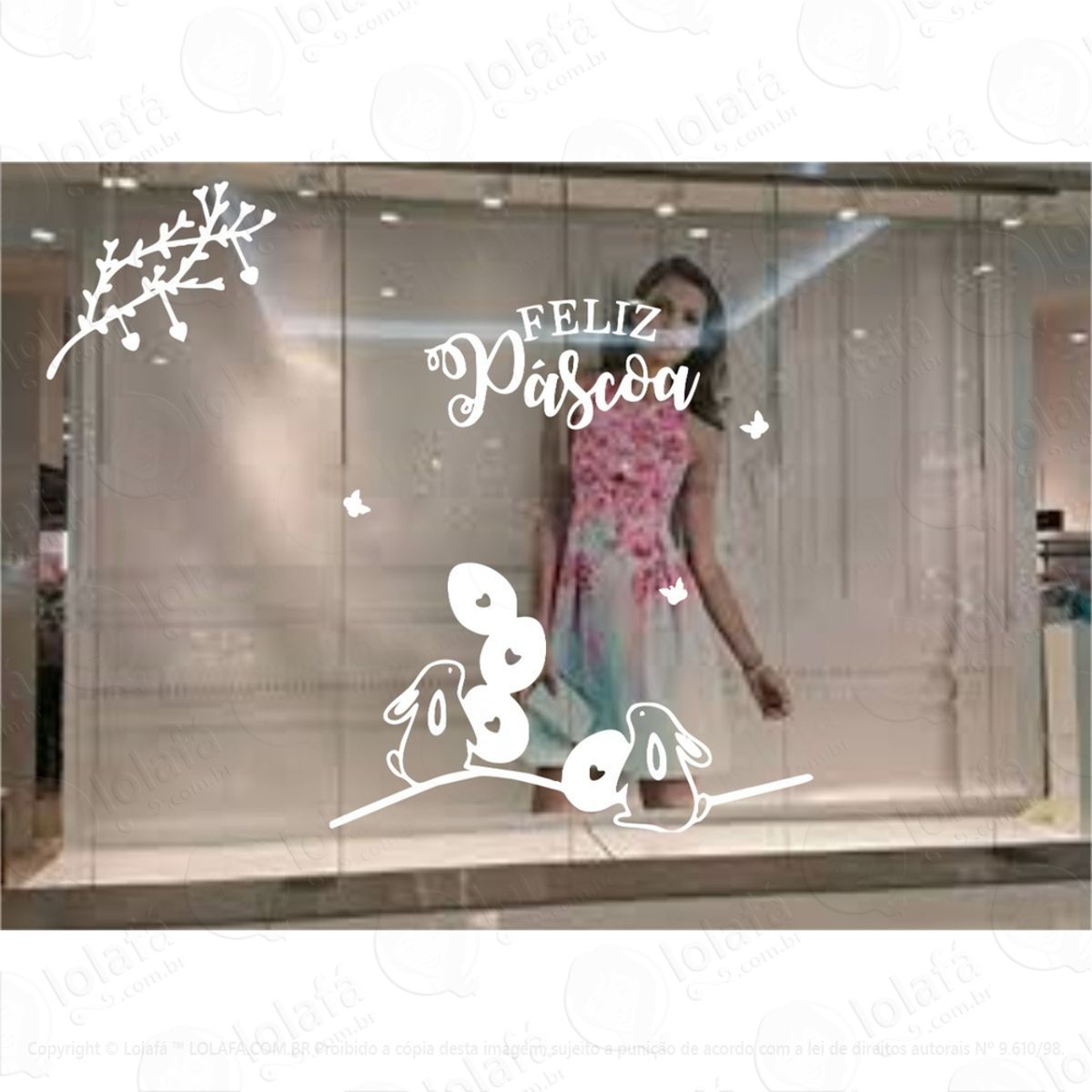 Adesivo Vitrine Páscoa Feliz Loja Condomínio Decoração Mod:4188