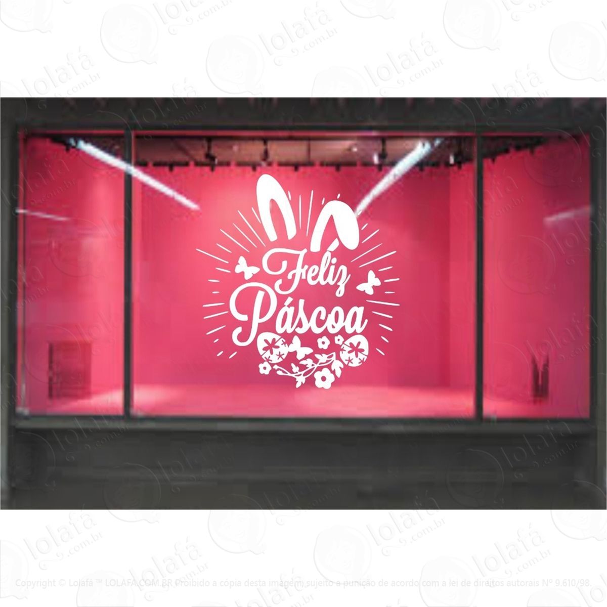 Adesivo Vitrine Feliz Páscoa Loja Condomínio Decoração Mod:4191