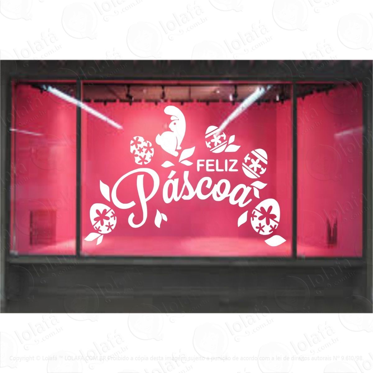 Adesivo Vitrine Feliz Páscoa Loja Condomínio Decoração Mod:4195