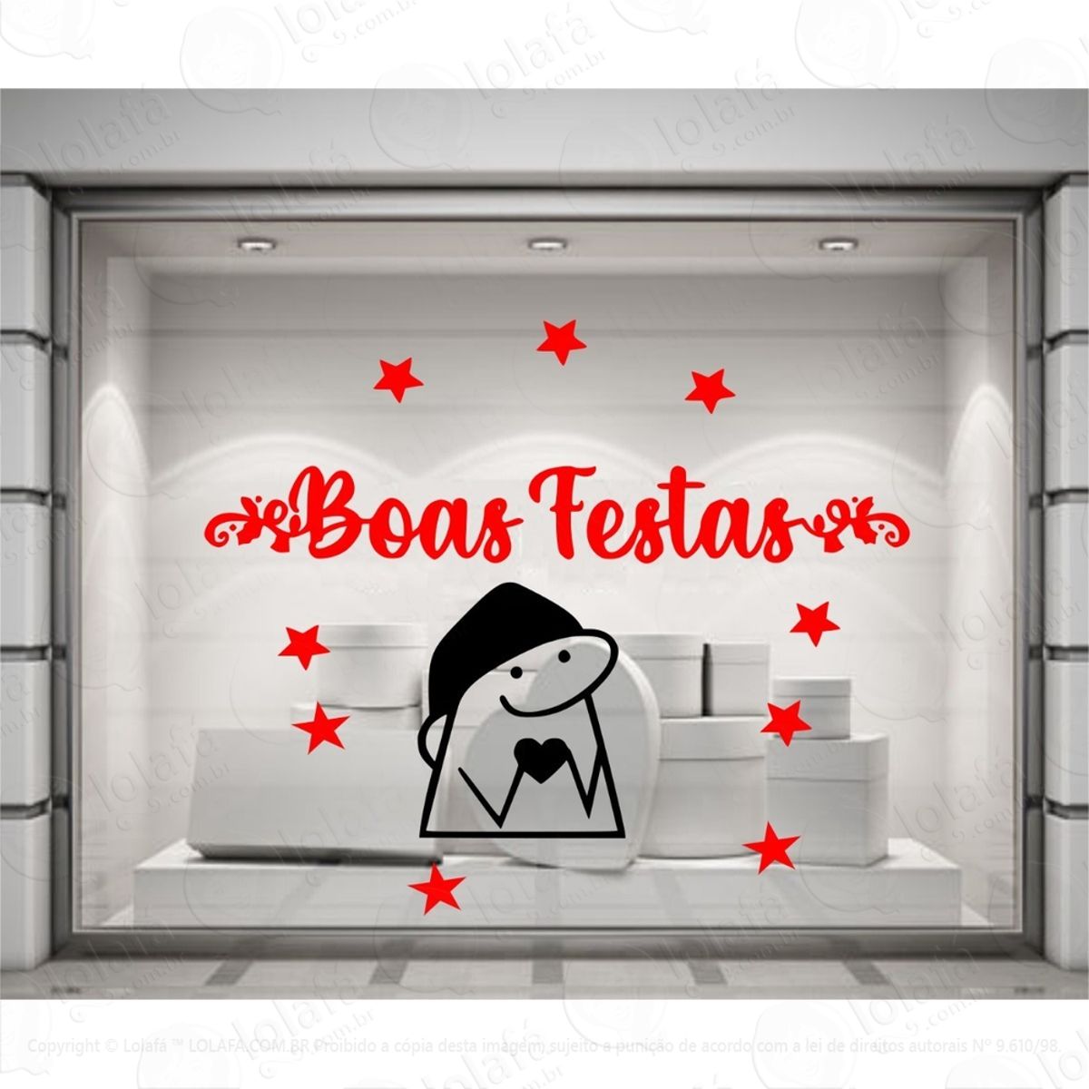 Adesivo Vitrine Natal Boas Festas Flork Loja Condomínio Mod:4203