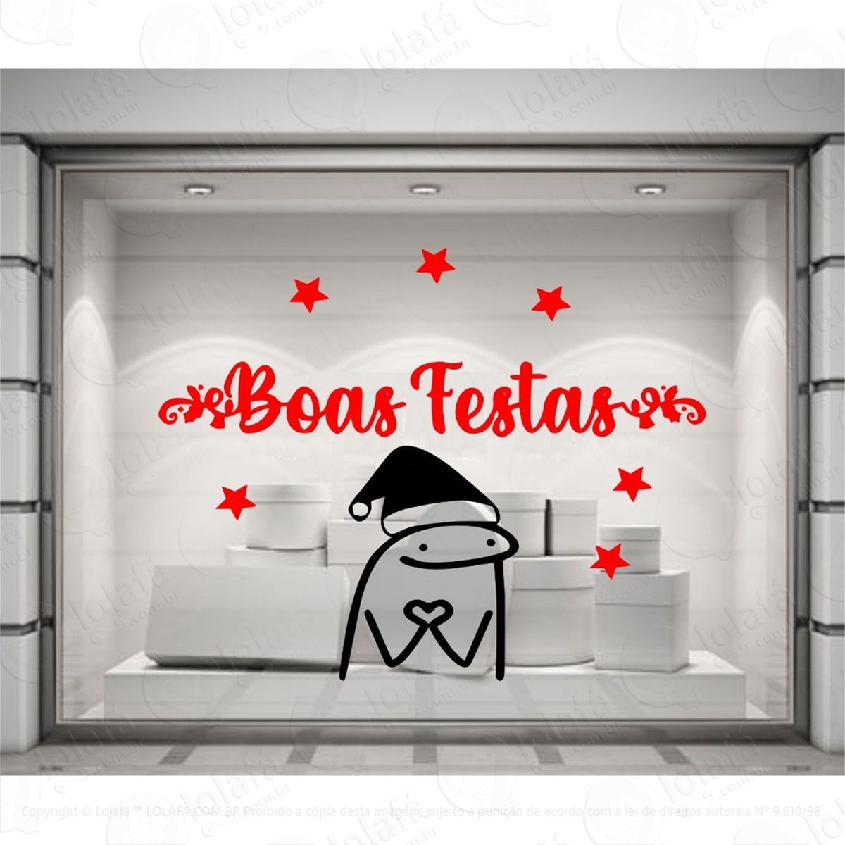 Adesivo Vitrine Natal Boas Festas Flork Loja Condomínio Mod:4204