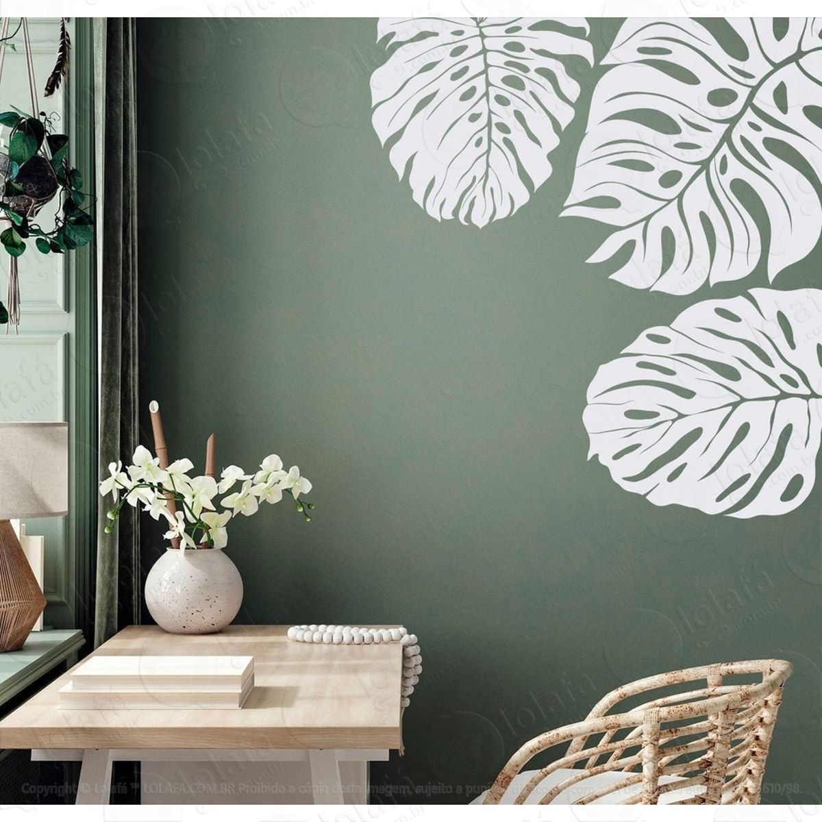 Adesivo Parede Folha Costela Adão Boho Decoração Parede Mod:4208