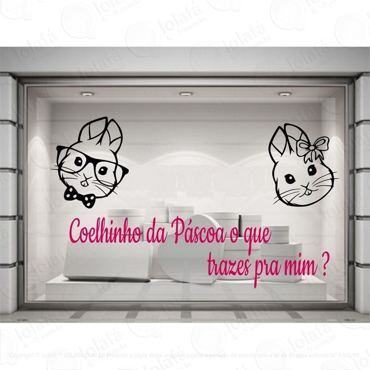Vitrine Adesivo Páscoa Porta Loja Decoração Mod:4215