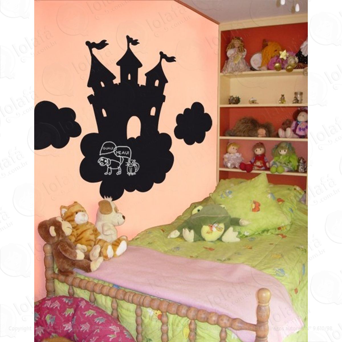 Lousa Adesivo Castelo Parede Quarto Decoração Nuvens Nuvem Mod:4218