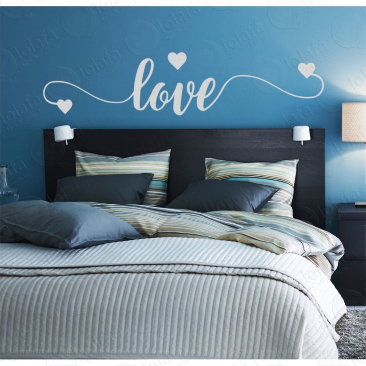Cabeceira Adesivo De Parede Love Casal Quarto Mod:4234