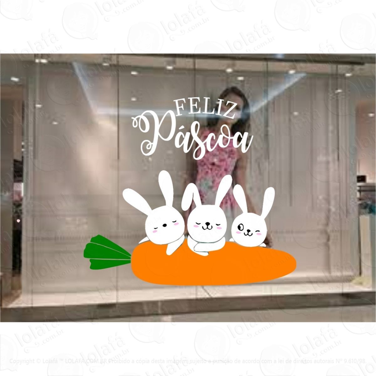 Adesivo Vitrine Páscoa Feliz Loja Condomínio Decoração Mod:4245