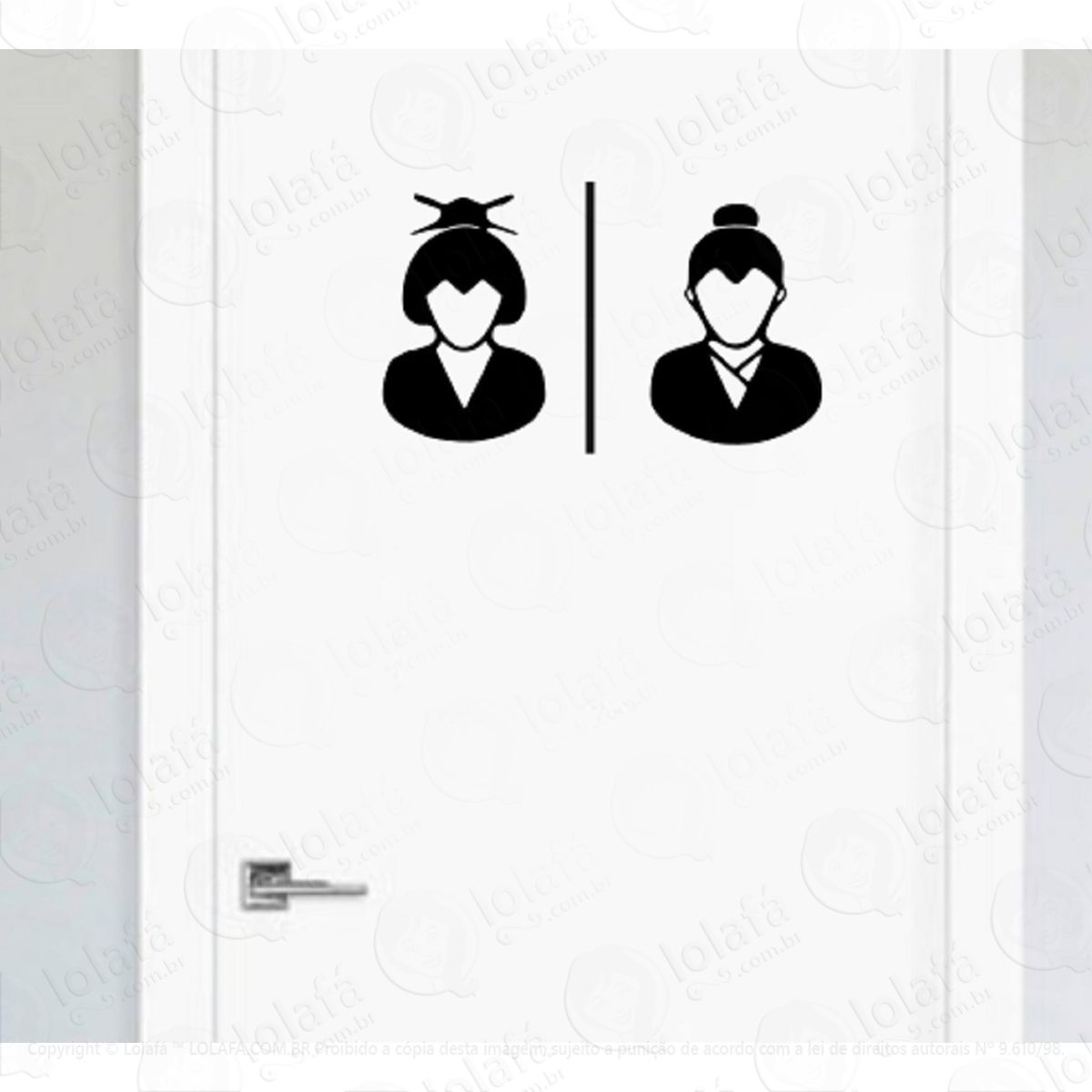 Adesivo Porta Banheiro Samurai E Gueixa Toillet Toilet Mod:4250