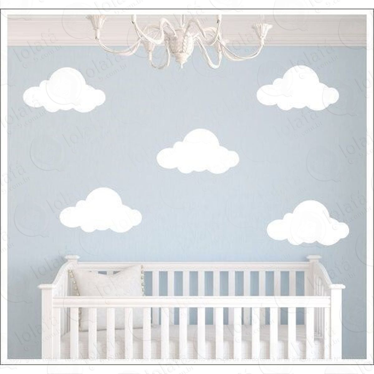 Adesivo Nuvens 29cm Parede 12 Unidades Nuvem Quarto De Bebê Decoração Mod:4251