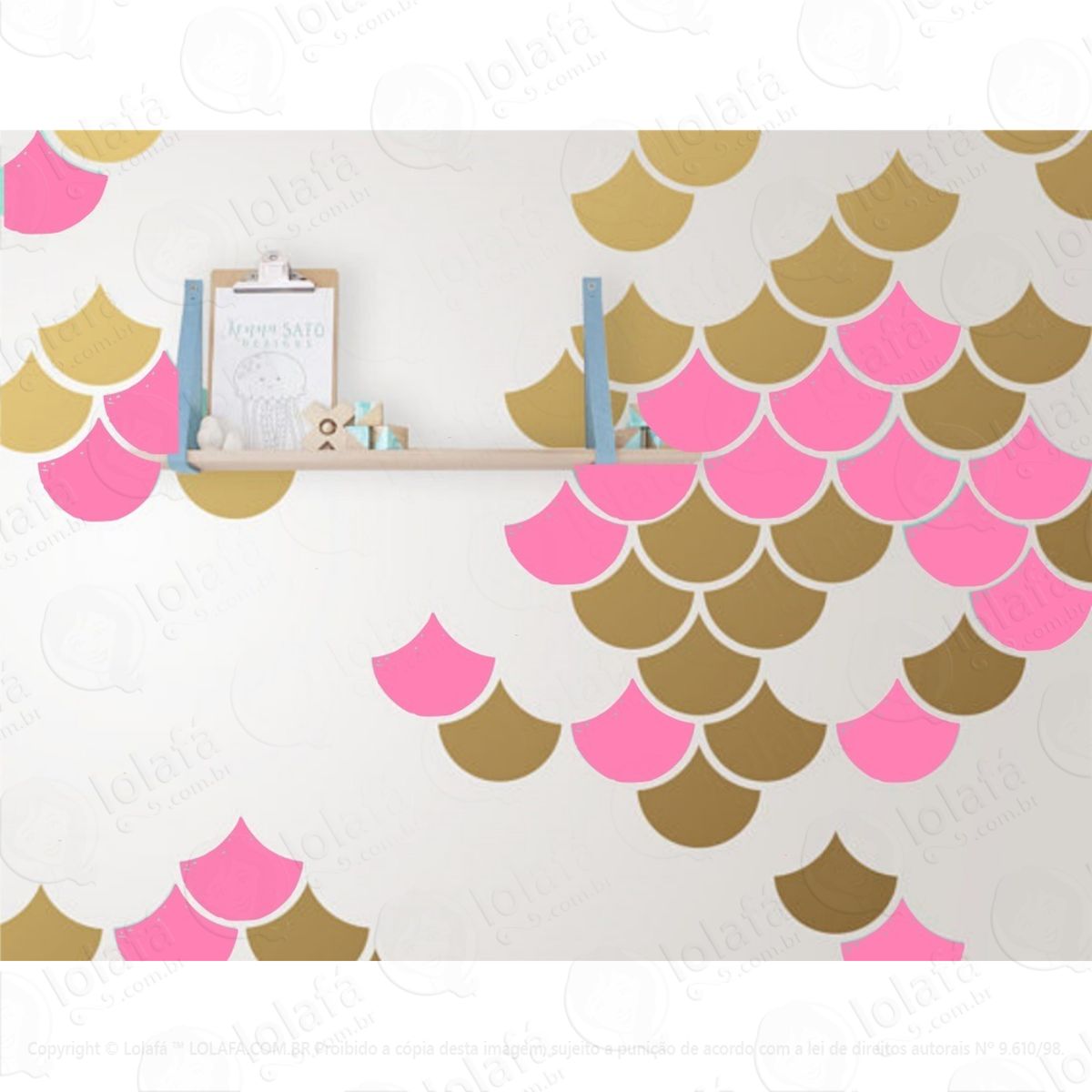 Adesivo De Parede Escamas De Sereia Decoração Quarto Mod:4260