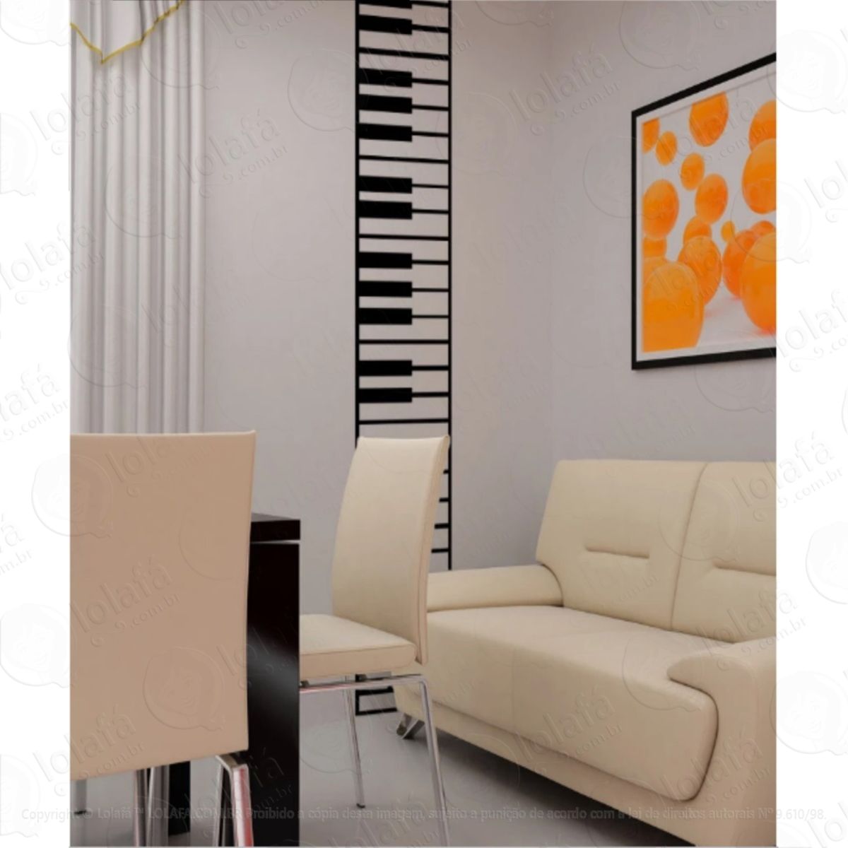 Adesivo De Parede Teclado Piano Decoração Decorativo Música Mod:4265
