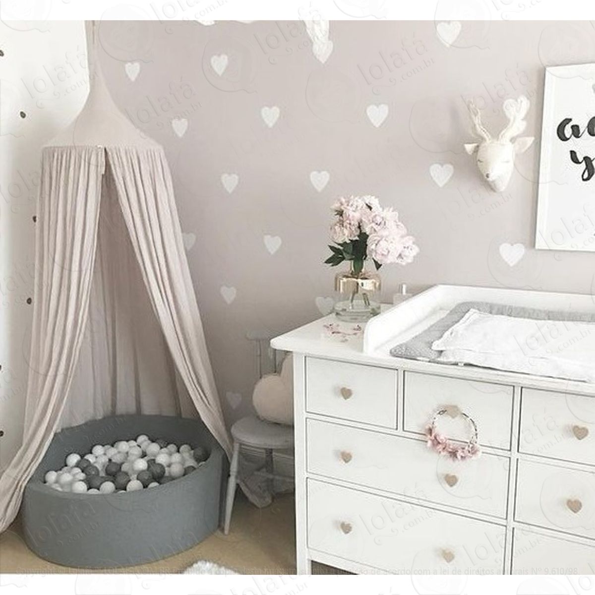 120 Adesivo De Parede Coração Decoração Corações Quarto Bebê Mod:4269