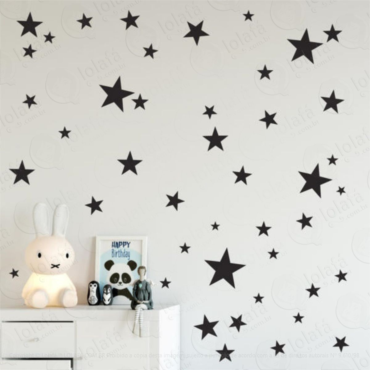 Kit Estrelas Adesivo De Parede 4 Tamanhos Diferentes Mod:4273