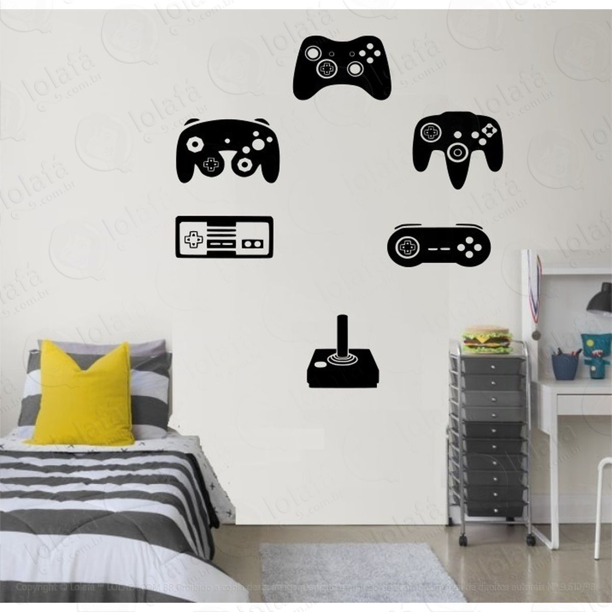 Adesivo De Parede Kit Gamer Consoles Console Joystick Mod:4275
