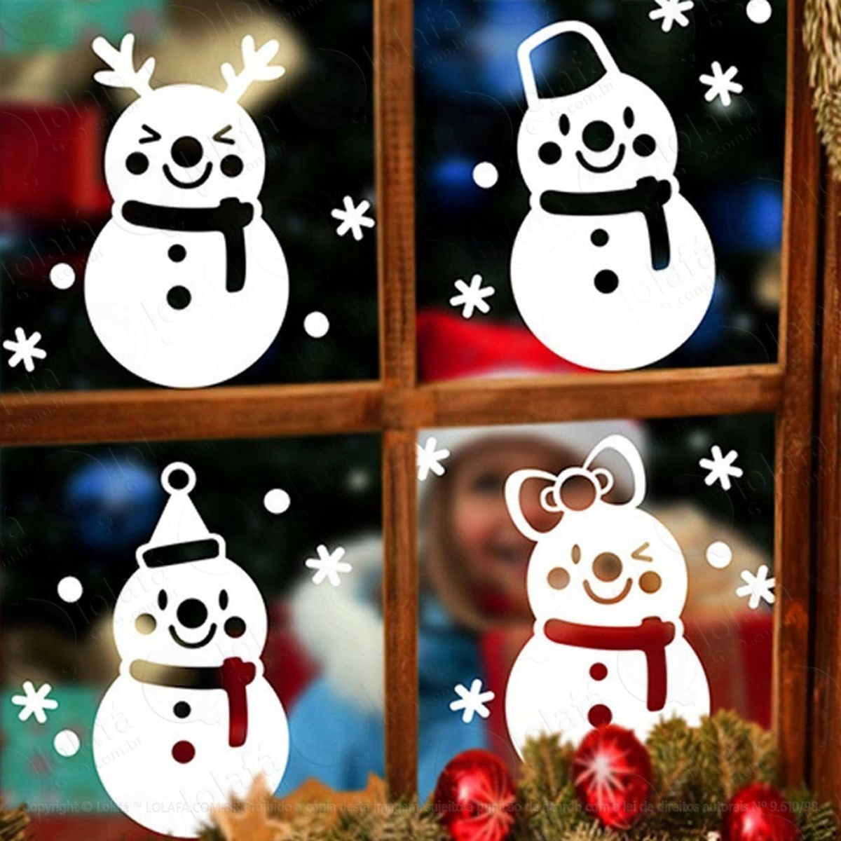 Kit Adesivo Natal Bonecos De Neve Decoração Parede Festa Mod:4281
