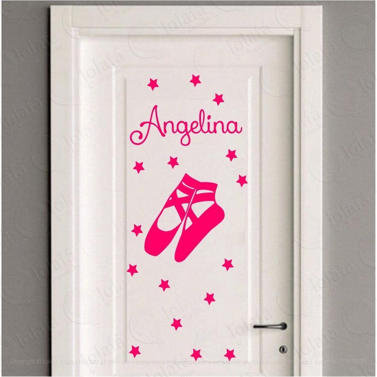 Adesivo Sapatilha Bailarina Estrelas E Nome Personalizado Mod:4287