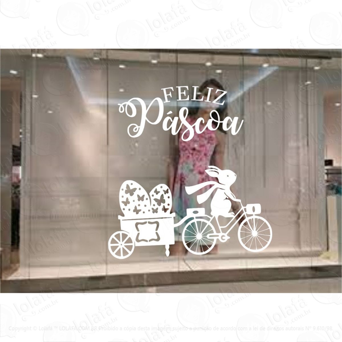 Adesivo Vitrine Páscoa Feliz Loja Condomínio Decoração Mod:4298