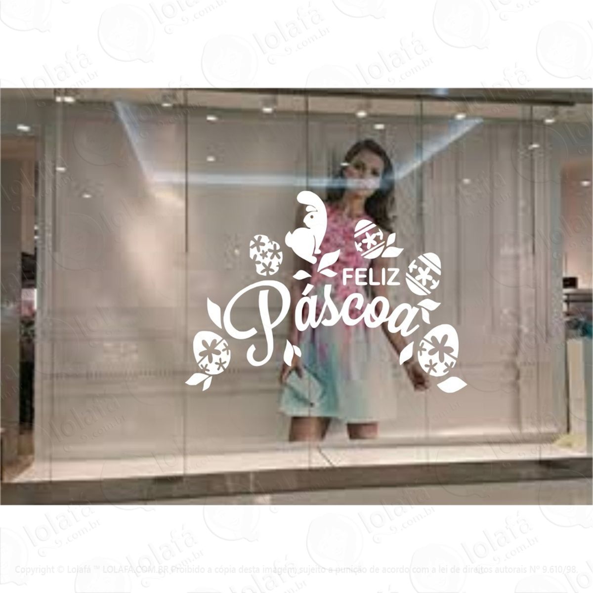 Adesivo Vitrine Feliz Páscoa Loja Condomínio Decoração Mod:4322