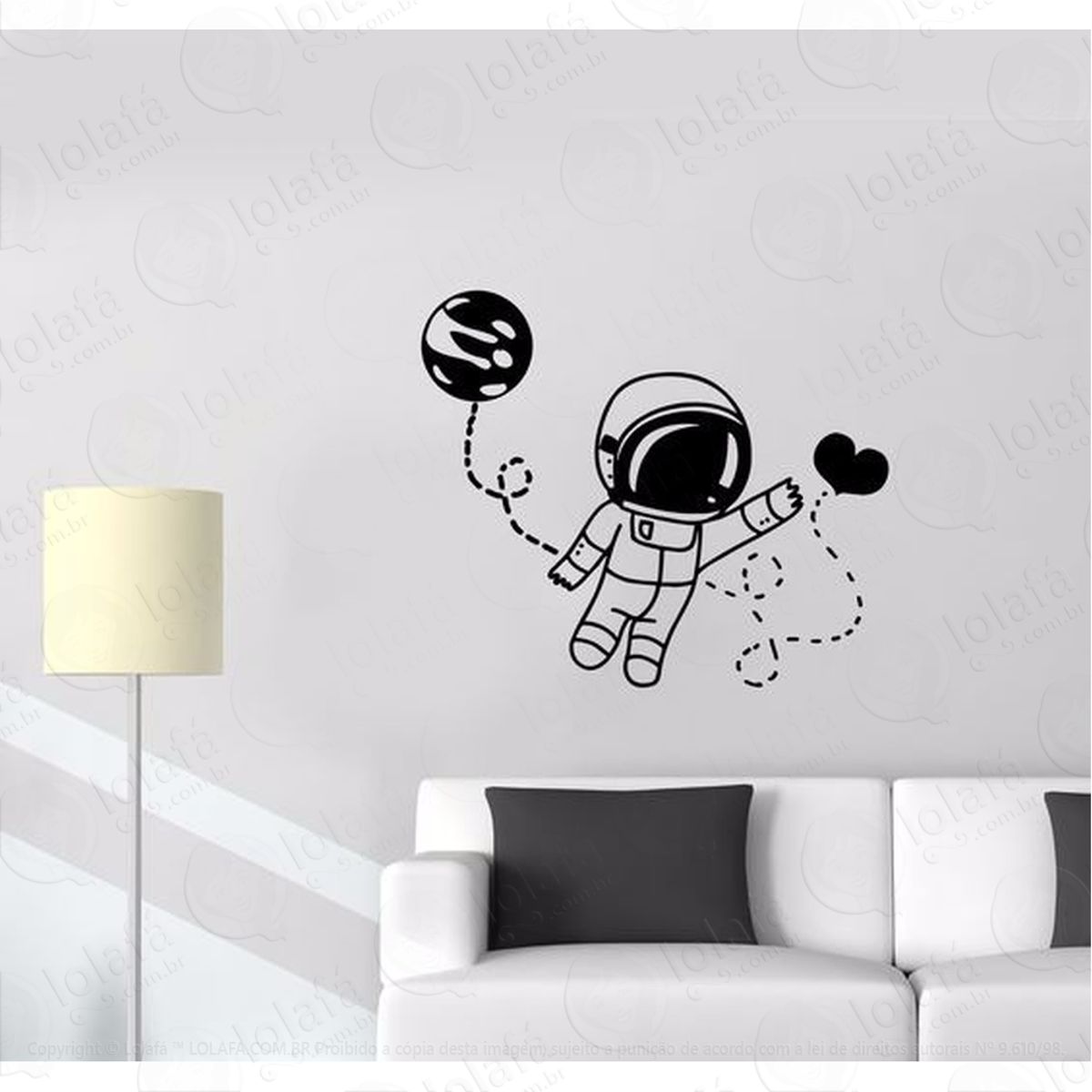 Kit Astronauta Fofinho Adesivo De Parede Coração Mod:4373