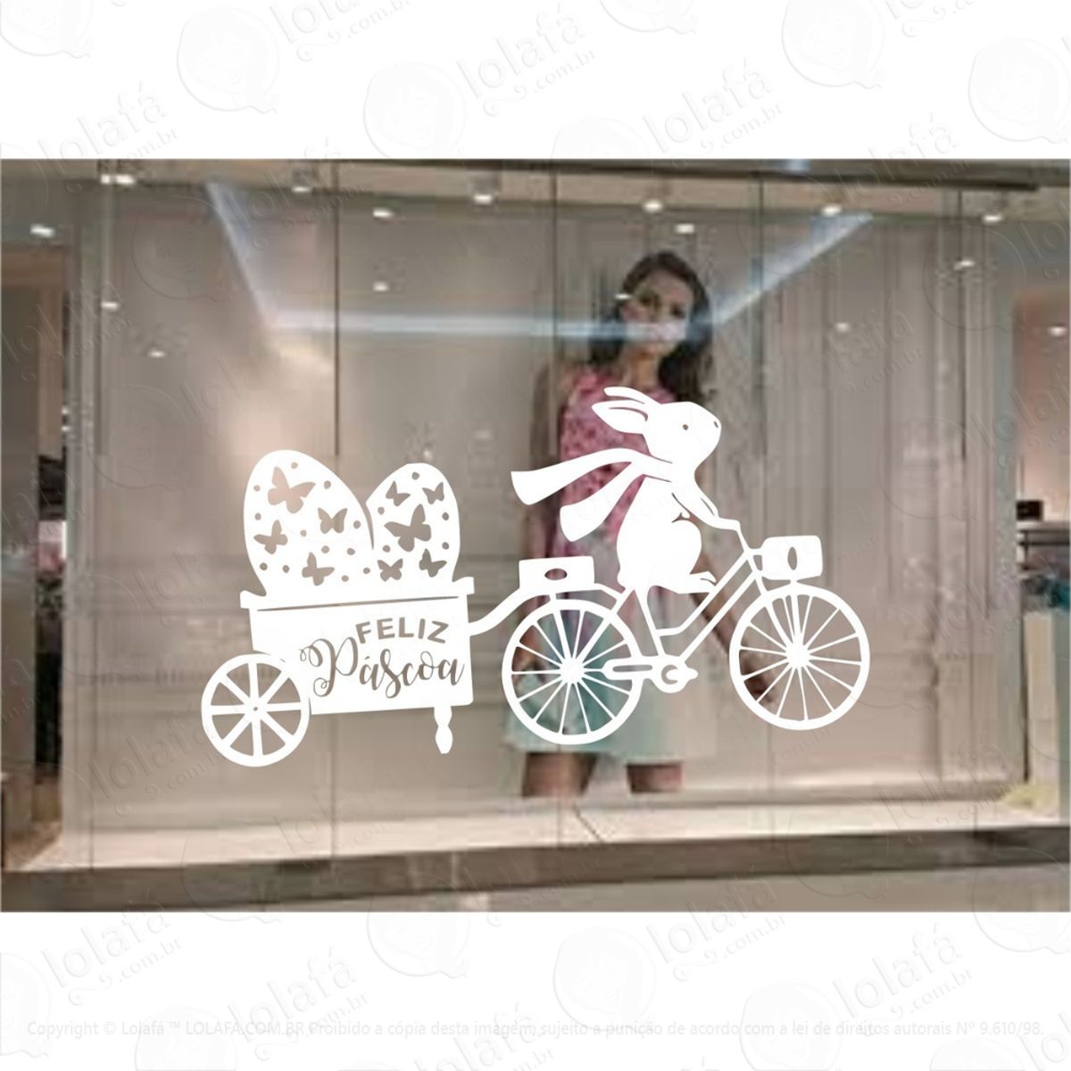 Adesivo Vitrine Páscoa Feliz Loja Condomínio Decoração Mod:4389