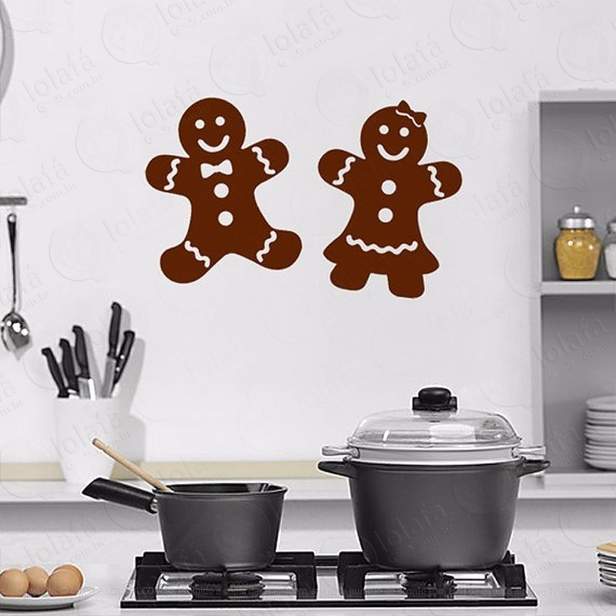 Casal Adesivos Natalinos Gingerbread Biscoito Gengibre Natal Mod:4395