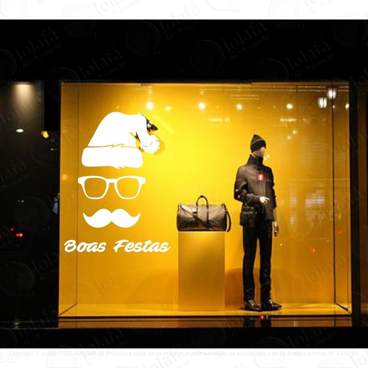 Vitrine Adesivo Natal Papai Noel Loja Decoração Hipster Mod:4456
