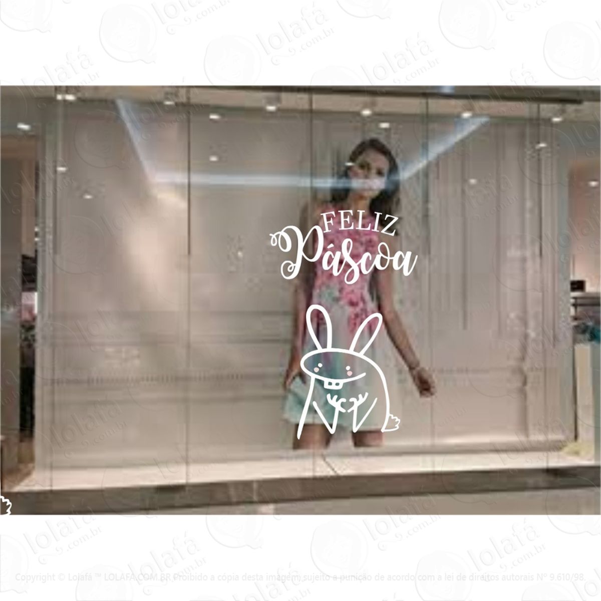 Adesivo Vitrine Páscoa Feliz Loja Flork Decoração Mod:4472