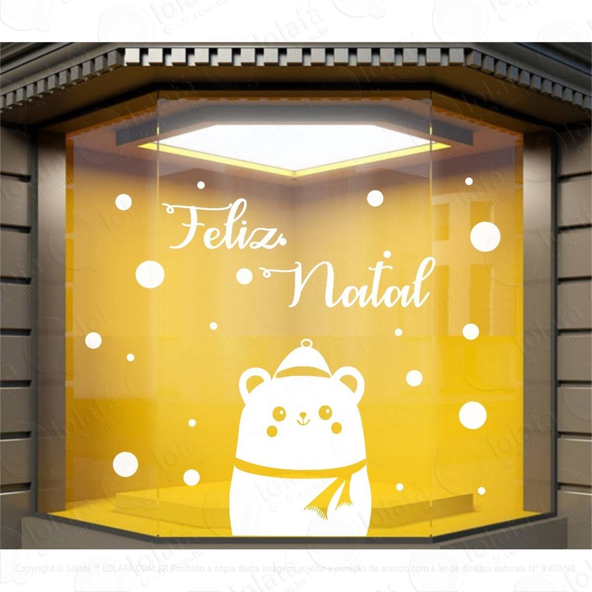 Adesivo Vitrine Ursinho Feliz Natal Boas Festas Mod:4568