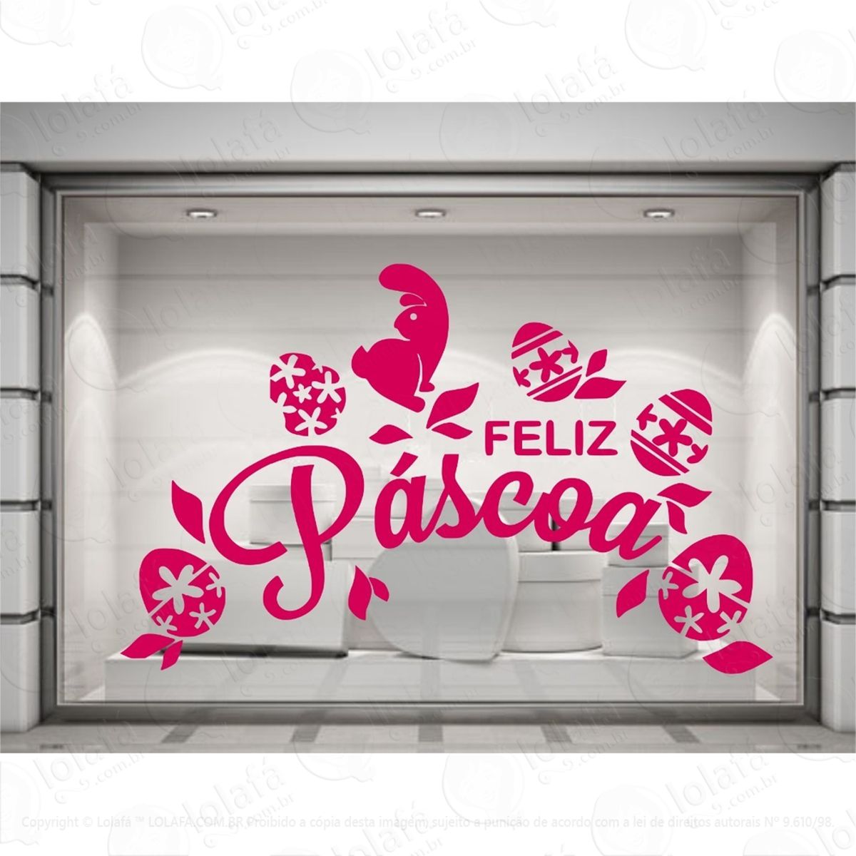 Adesivo Vitrine Feliz Páscoa Loja Condomínio Decoração Mod:4570