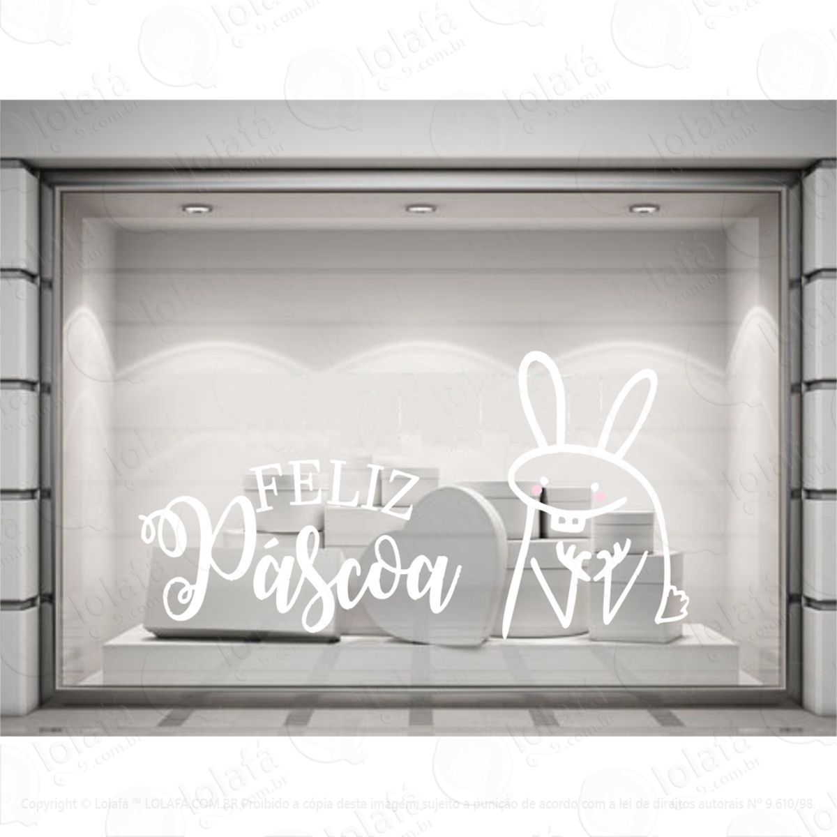 Adesivo Vitrine Páscoa Feliz Loja Flork Decoração Mod:4580